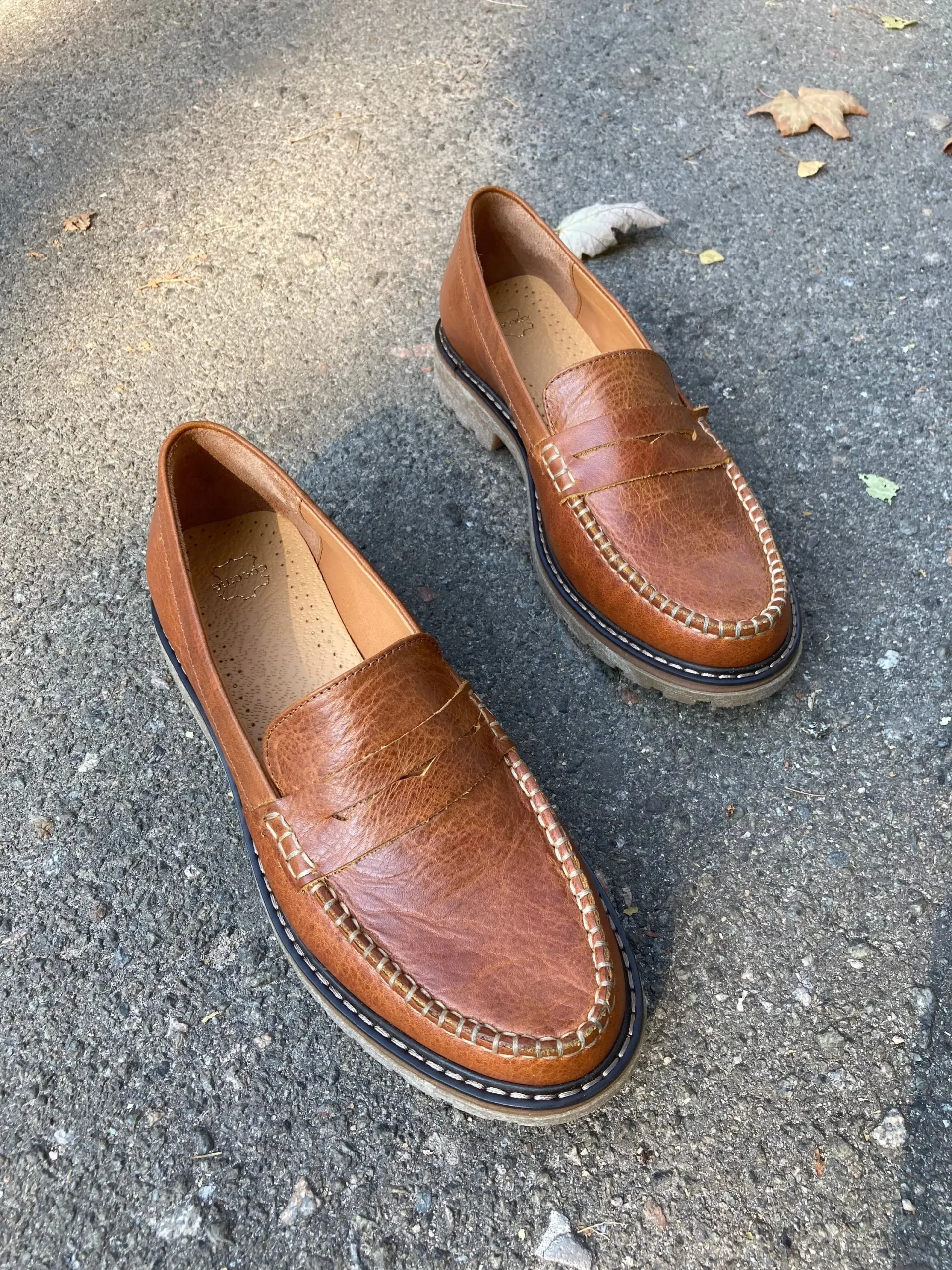 Caramel Penny Loafers: Women’s Classic Leather