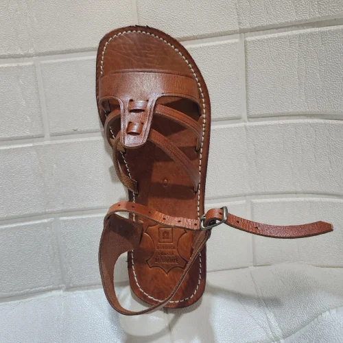 Women’s Brown Toe Loop Ankle Strap Sandals