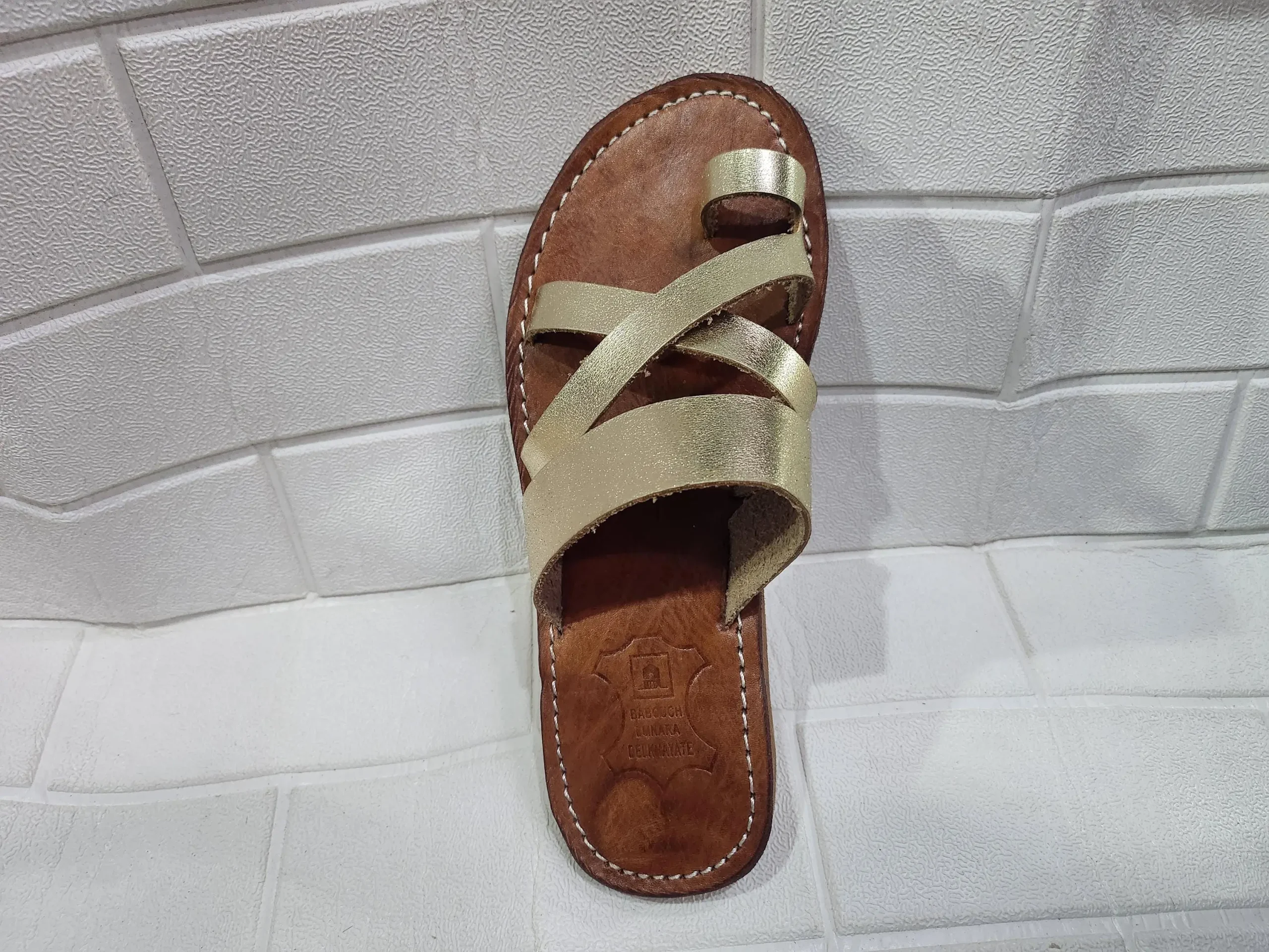 Women’s Gold Crisscross Moroccan Leather Sandals