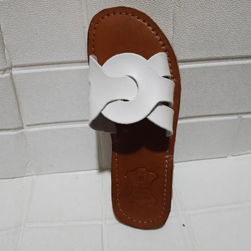 Women’s White Interlocking Strap Moroccan Slides