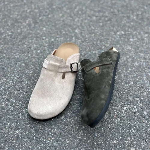 Moss Green Suede Mules: Women's Summer Sandals