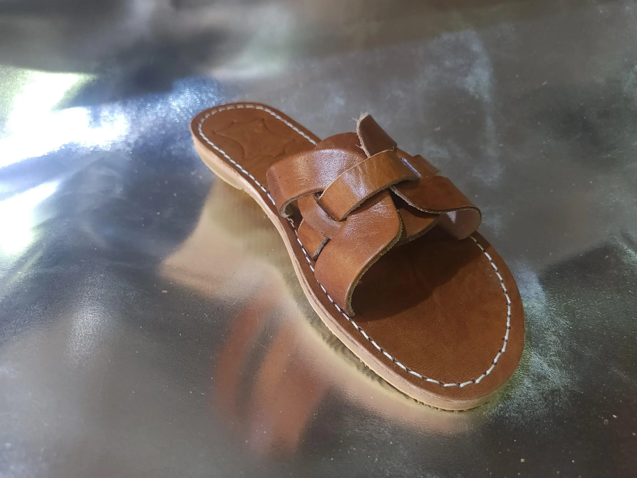 Women’s Brown Flat Moroccan Leather Sandals