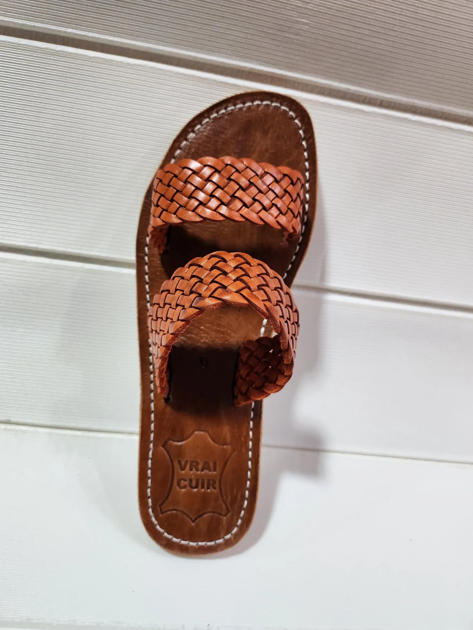 Women’s Woven Double Strap Moroccan Leather Slides