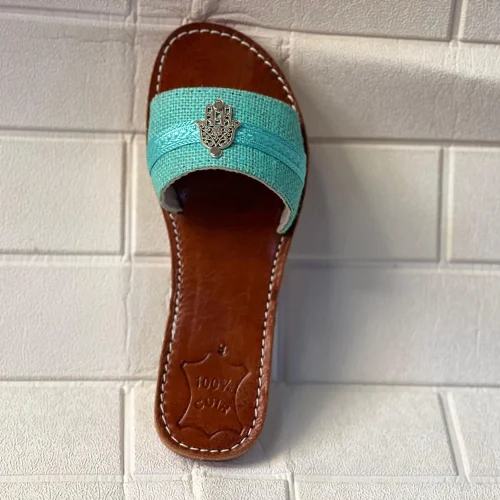 Women’s Turquoise Hamsa Moroccan Leather Sandals