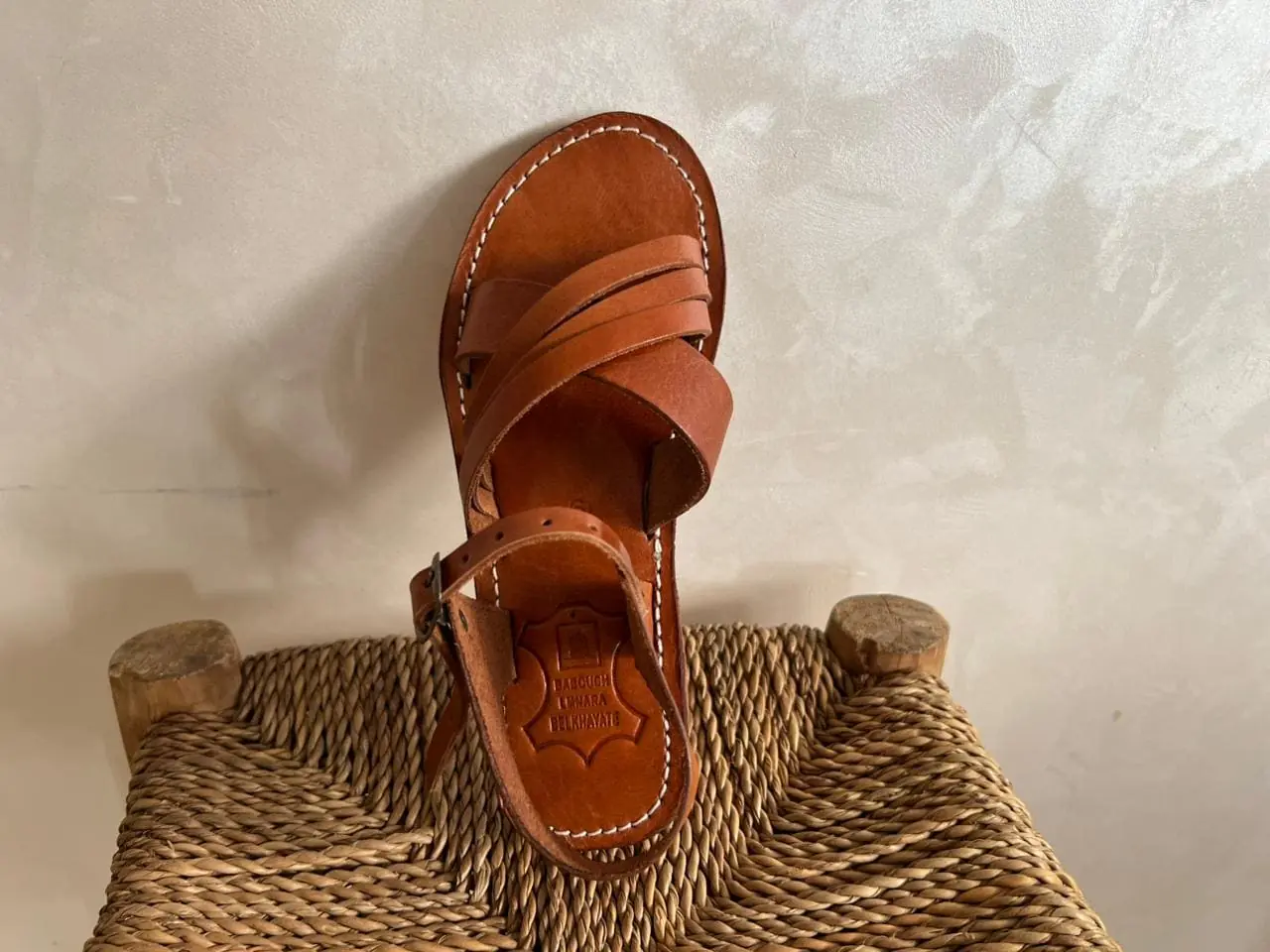 Women’s Brown Cross Strap Moroccan Flat Slides